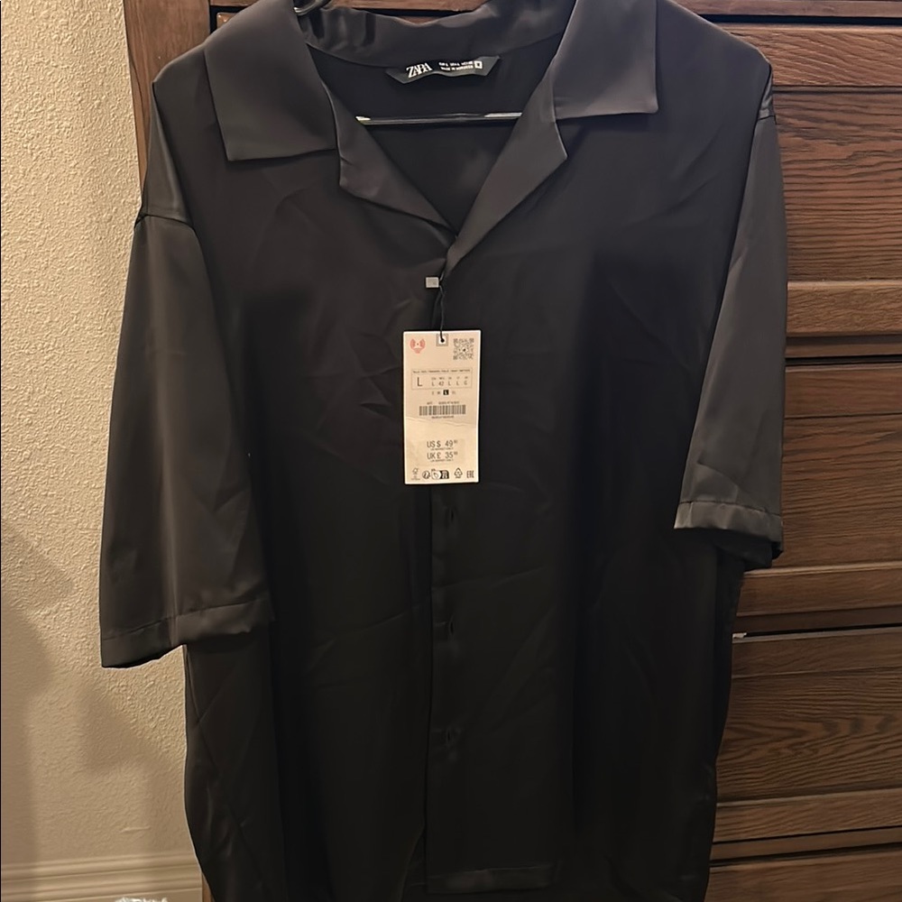 Zara Black Satin Blouse
